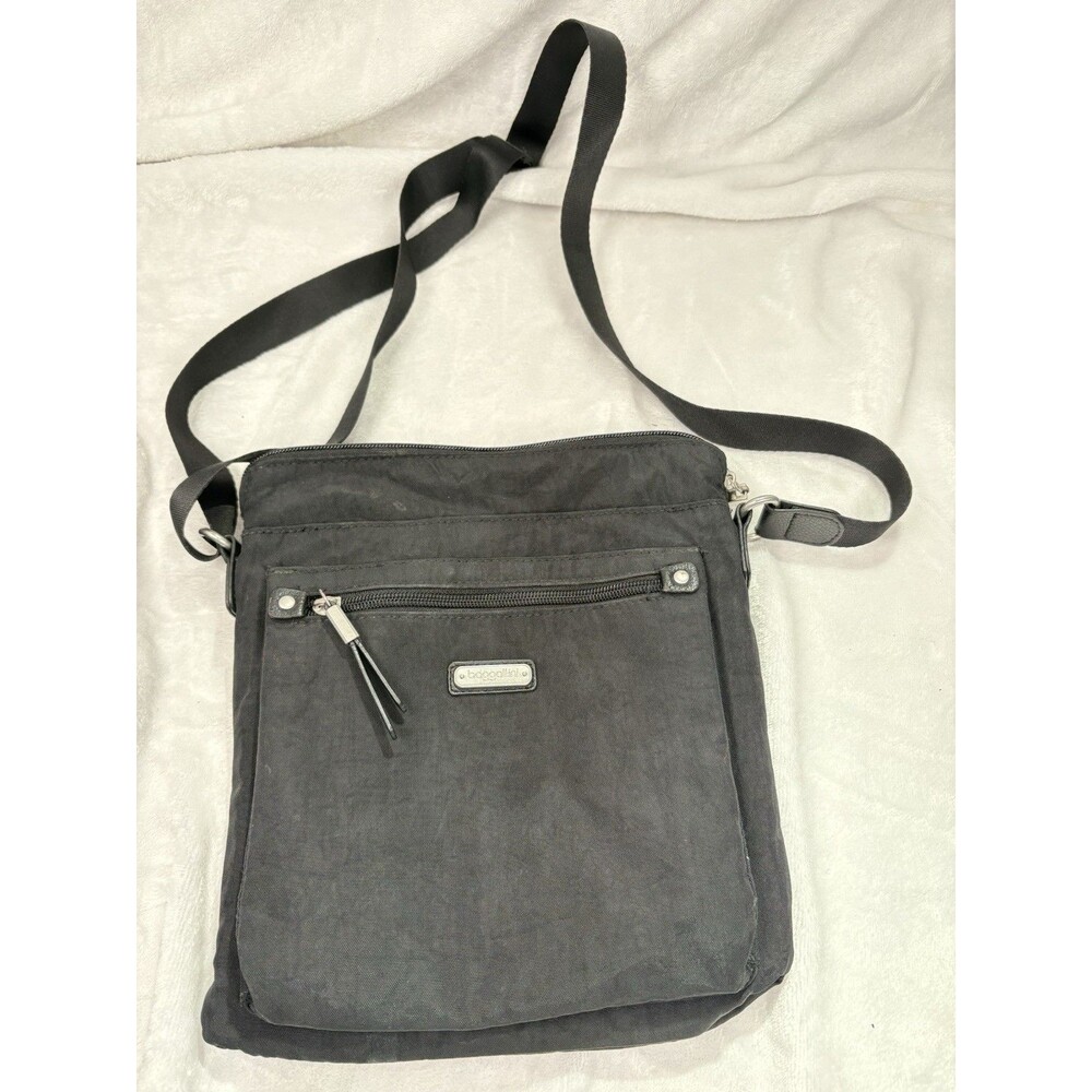 Baggallini Crossbody Purse Bag Black Small RFID Nylon Travel Handbag READ